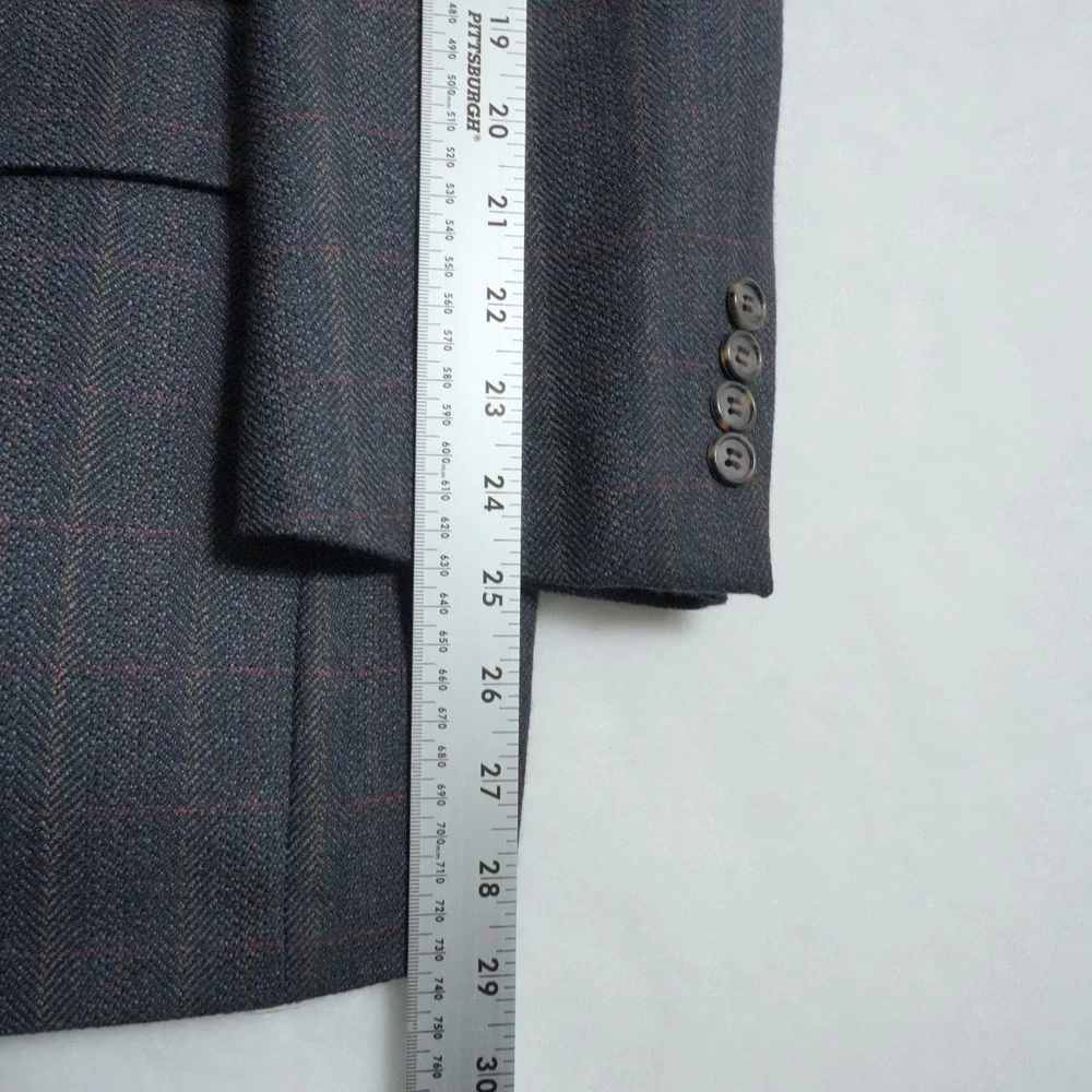 Pendleton 42R Men's Wool Sport Coat Charcoal‎ Gray Herringbone Plaid Checked